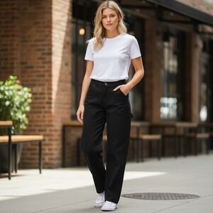 Aritzia Wilfred Free carpenter pants womens sz 6 black high rise straight leg